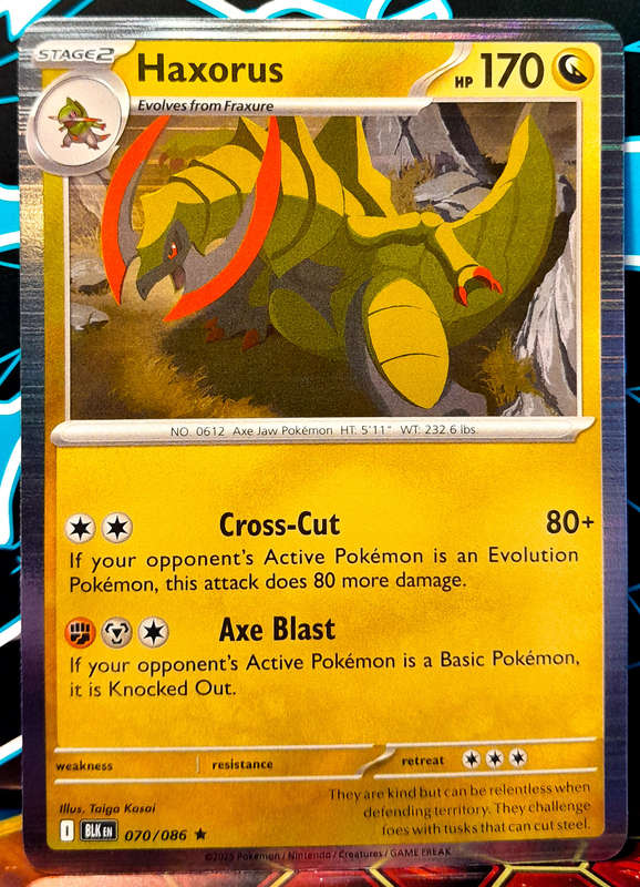 Pokemon Cards - Haxorus 070/086 - Holofoil Rare - Black Bolt - NM