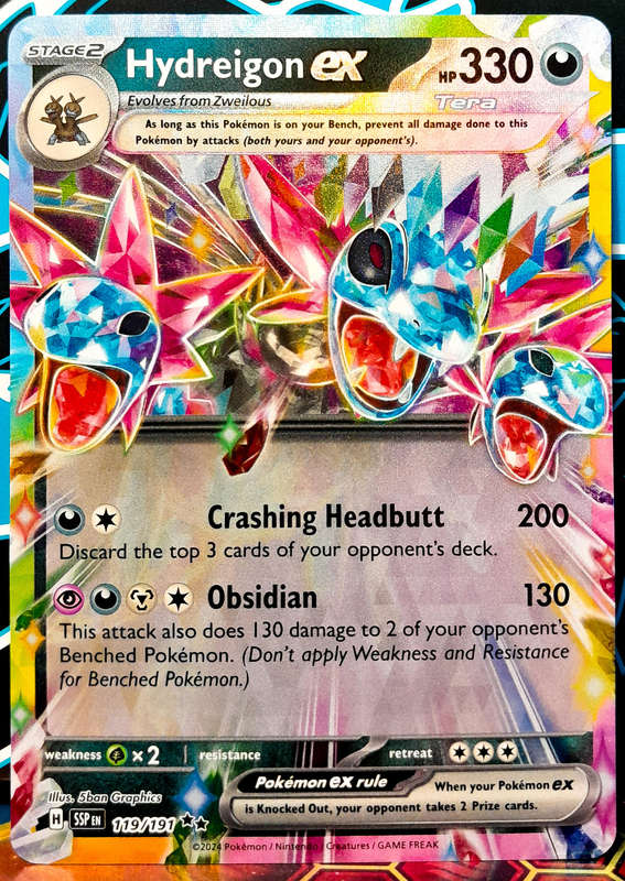 Pokemon Card - Hydreigon EX 119/191 - Textured Double Rare - Surging Sparks  NM