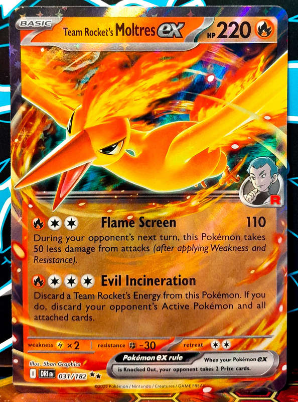 Pokemon Card - Team Rocket's Moltres EX 031/182 - Double Rare - Foil - Destined Rivals - NM