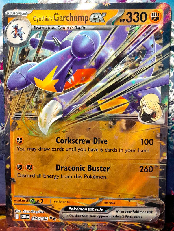Pokemon Card - Cynthia's Garchomp 104/182 - Double Rare - Foil - Destined Rivals - NM