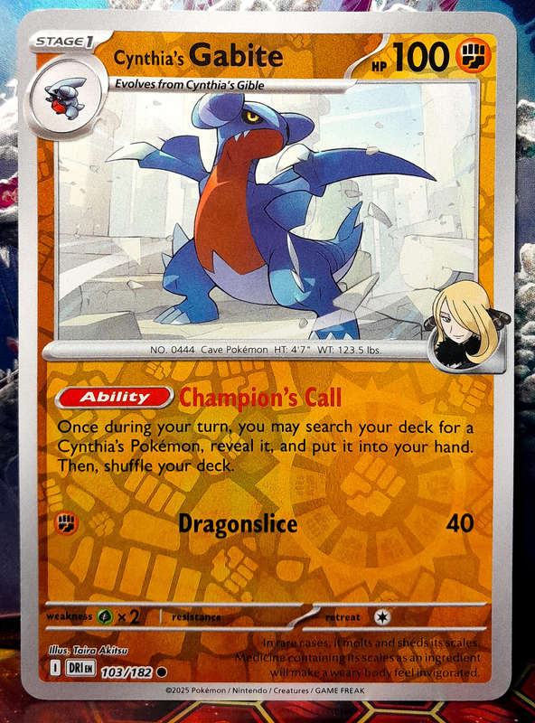 Pokemon Card - Cynthia's Gabite 103/182 - Reverse Holofoil - Destined Rivals - NM