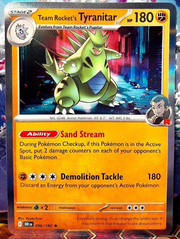 Pokemon Card - Team Rocket's Tyranitar 096/182 - Holo Rare - Foil - Destined Rivals - NM