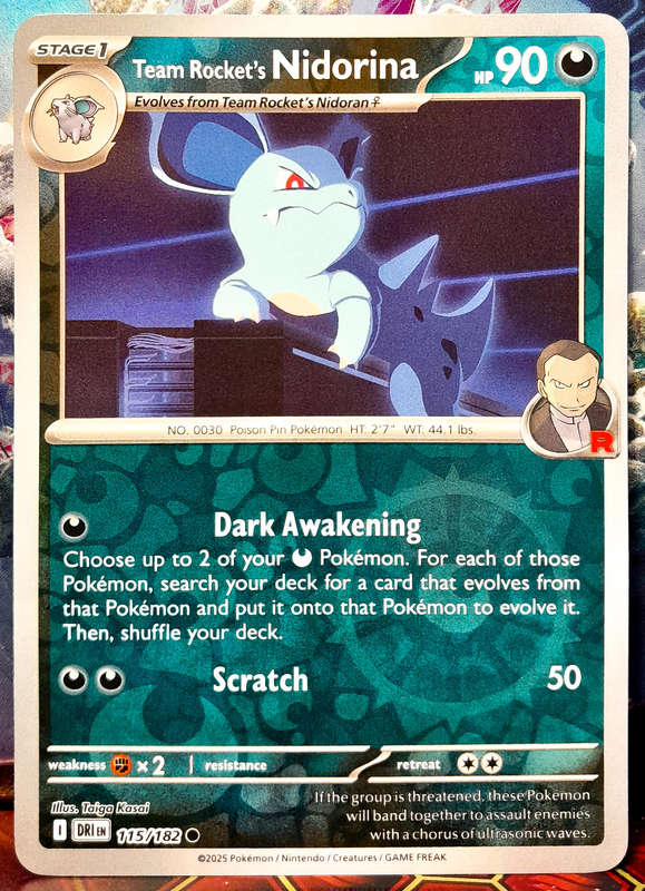 Pokemon Card - Team Rocket's Nidorina 115/182 - Reverse Foil - Destined Rivals - NM
