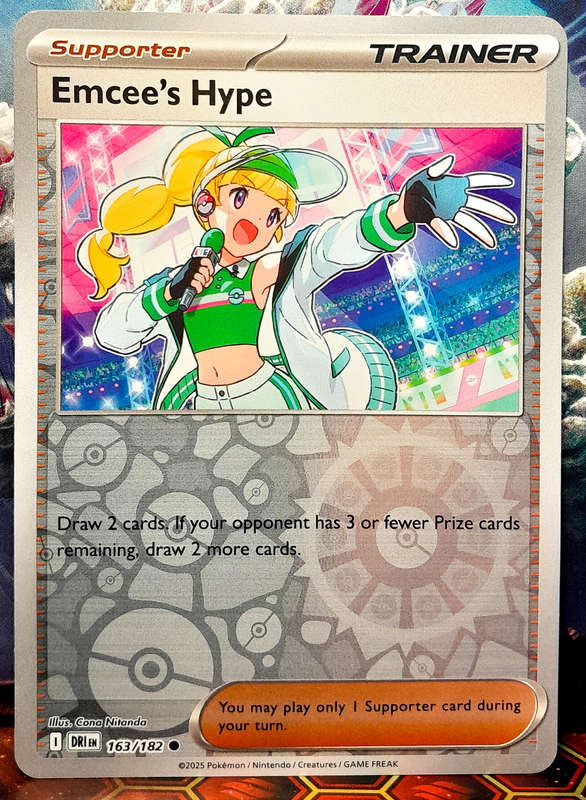 Pokemon Card - Emcee's Hype 163/182 - Reverse FOIL Supporter Trainer- Destined Rivals - NM