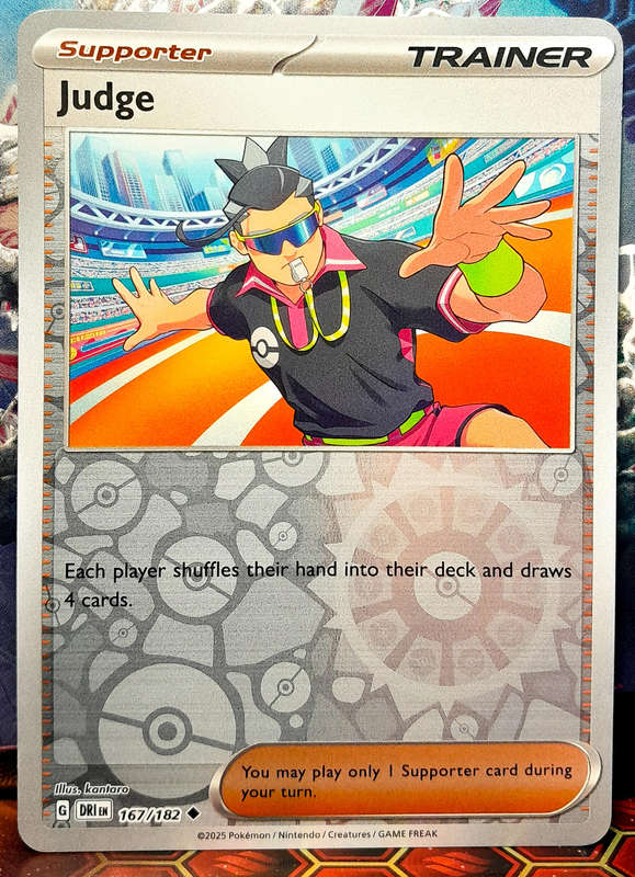Pokemon Card - Judge 167/182 - Reverse FOIL Supporter Trainer- Destined Rivals - NM