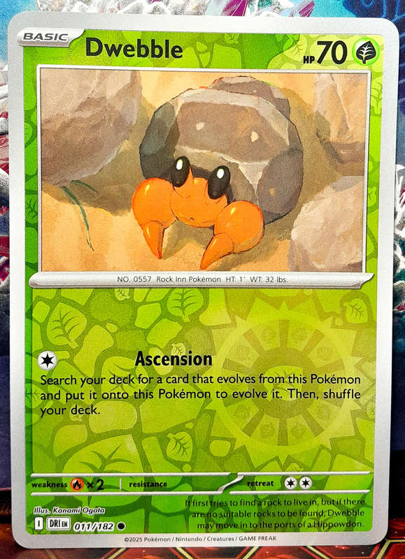 Pokemon Card - Dwebble 011/182 - Reverse Holofoil - Destined Rivals - NM