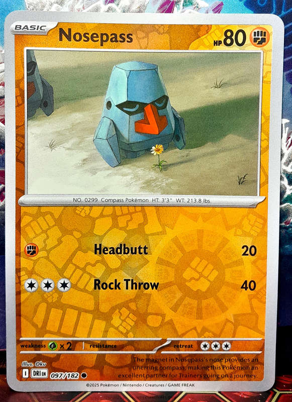 Pokemon Card - Nosepass 097/182 - Reverse Holofoil - Destined Rivals - NM