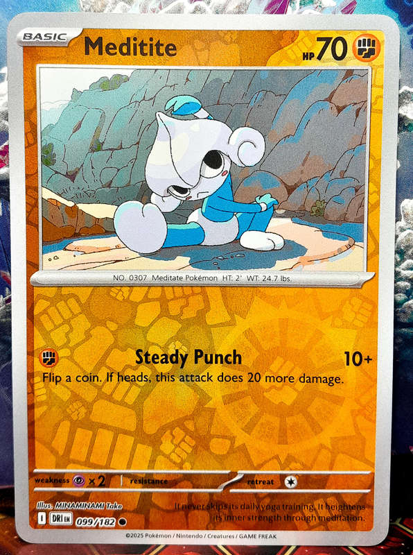 Pokemon Card - Meditite 099/182 - Reverse Holofoil - Destined Rivals - NM