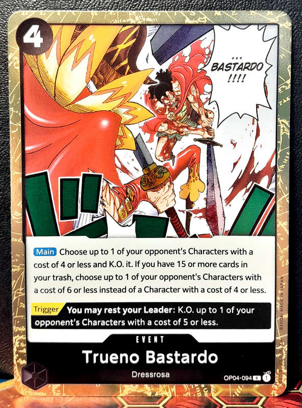 One Piece Trading Card Game - Trueno Bastardo OP04-094 - GOLD HOLO FOIL - NM