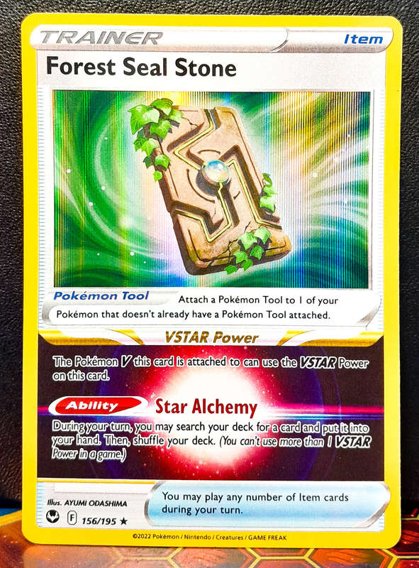 Pokemon Card - Forest Seal Stone 156/195 - Holo Rare - Silver Tempest NM