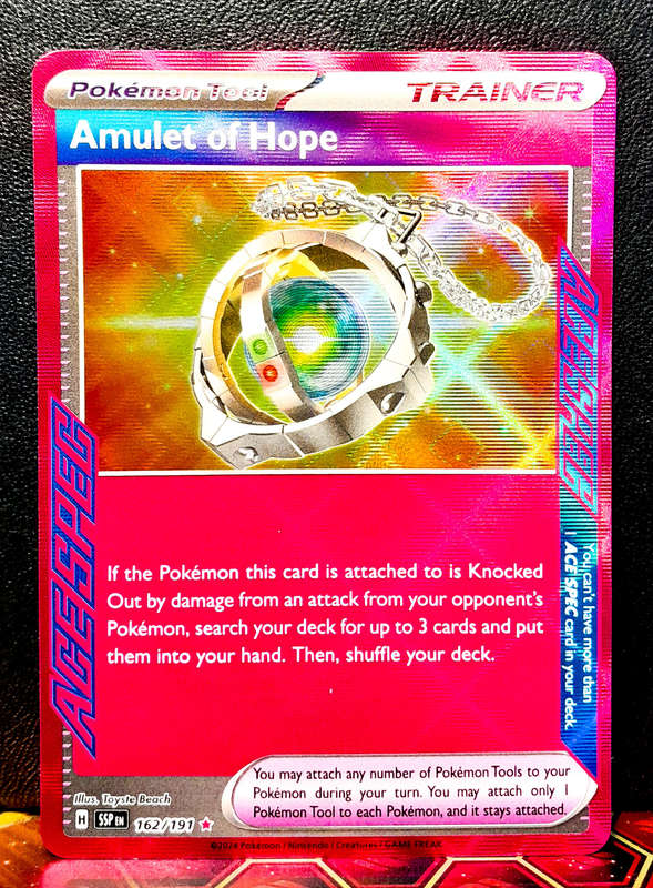 Pokemon Card - Amulet of Hope 162/191 - Ace Spec Holo Trainer - Surging Sparks  NM