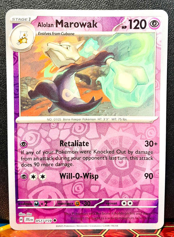 Pokemon Card - Alolan Marowak 057/159 - Reverse Holofoil- Journey Together - NM