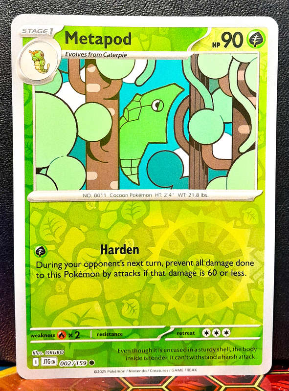 Pokemon Card - Metapod 002/159 - Reverse Holofoil- Journey Together - NM