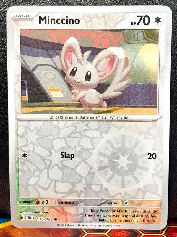 Pokemon Card - Minccino 125/159 - Reverse Holofoil- Journey Together - NM