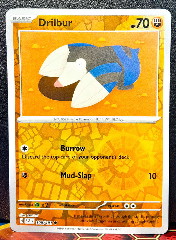 Pokemon Card - Drilbur 108/159 - Reverse Holofoil- Journey Together - NM