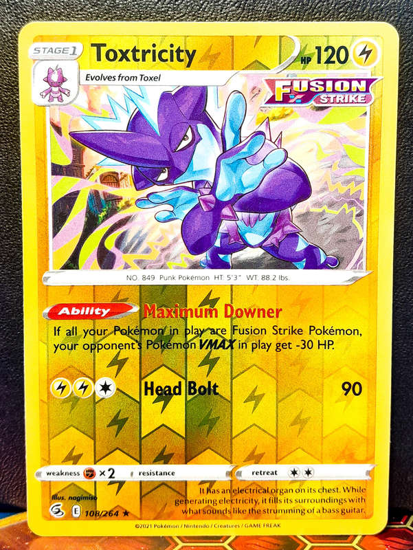 Pokemon Card - Toxtricity 108/264 - Reverse Holofoil Rare - Fusion Strike NM
