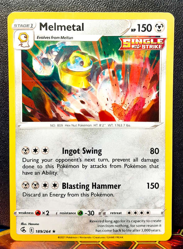 Pokemon Card - Melmetal 189/264 - Holofoil Rare - Fusion Strike NM
