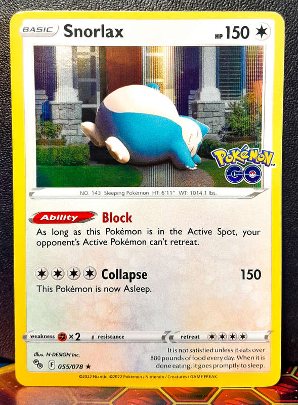 Pokemon Cards - Snorlax 055/078 - Holofoil RARE - Pokemon Go - NM