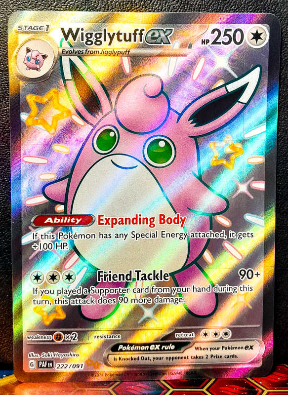 Pokemon Card - Wigglytuff EX 222/091 - Shiny Vault Holofoil - Paldean fates - NM