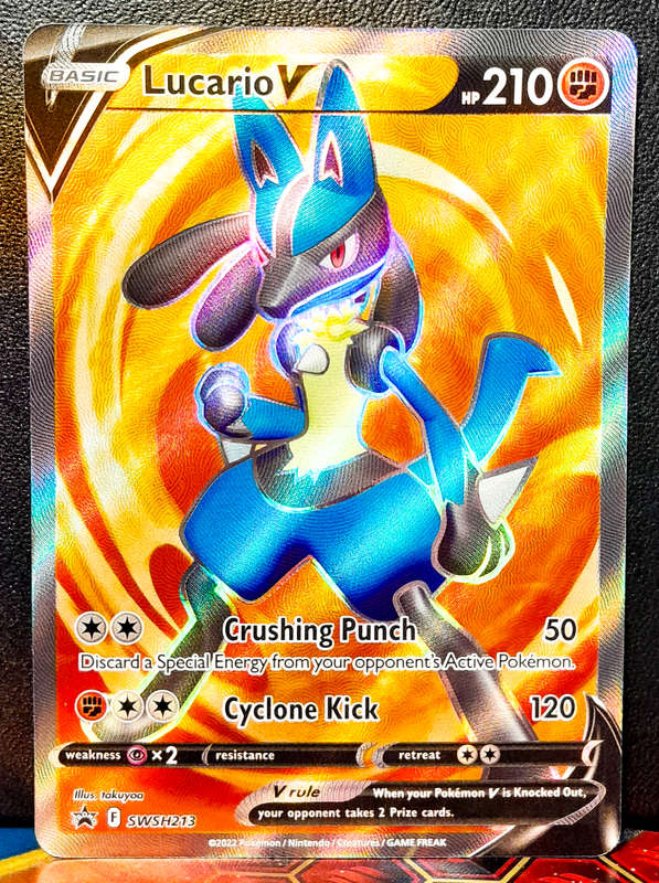 Pokemon Card - Lucario V SWSH213 - Textured Full Art Holofoil - Black star Promo NM