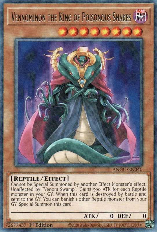 Yu-Gi-Oh! Card - Vennominaga the King of Poisonous Snakes - ANGU-EN040 - 1st Edition RARE - NM
