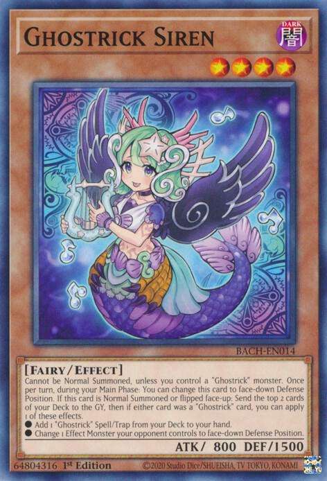 Yu-Gi-Oh! Card - Ghostrick Siren - BACH-EN014 - 1st Edition - NM