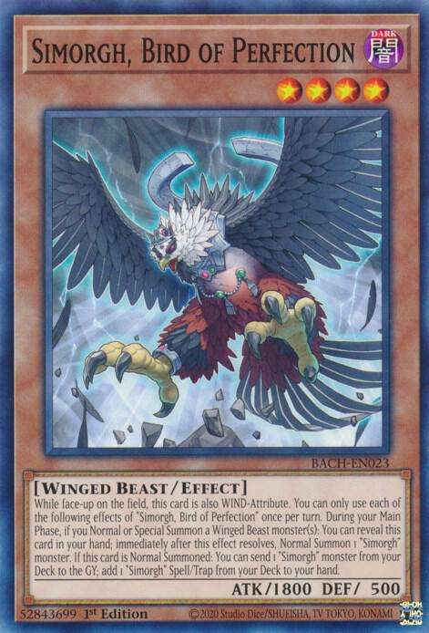 Yu-Gi-Oh! Card - Simorgh, Bird of Perfection - BACH-EN023 - 1st Edition - NM