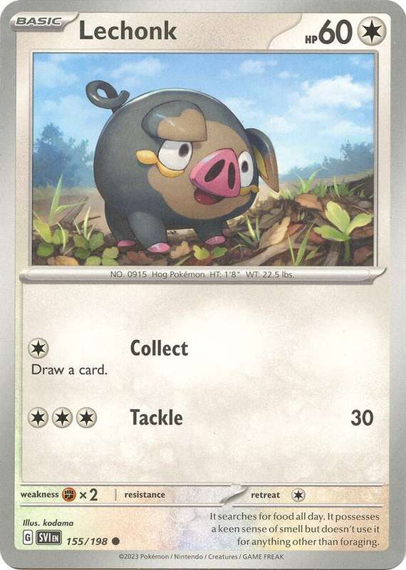 Pokemon Cards - Lechonk 155/198 - Common - Scarlet & Violet Base Set - NM