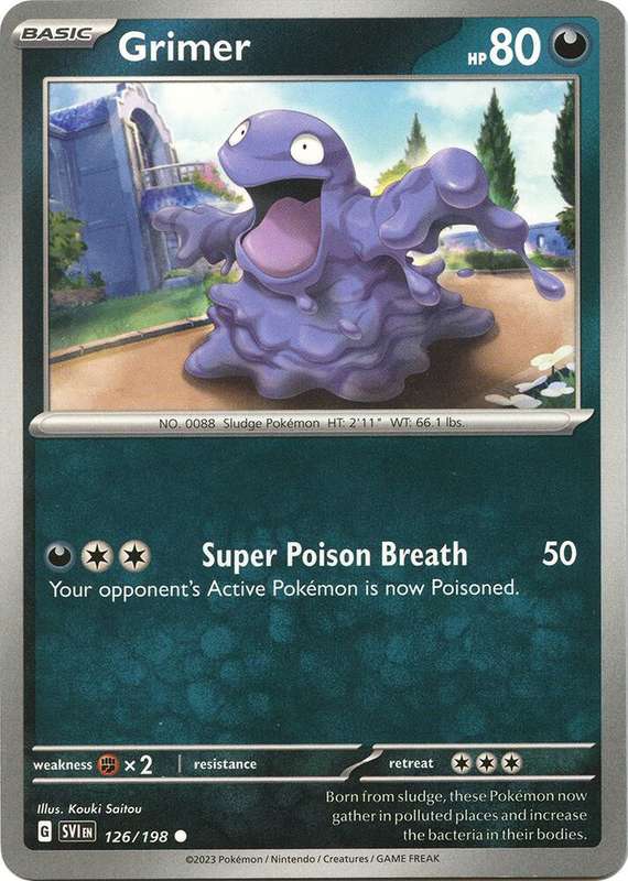 Pokemon Cards - Grimer 126/198 - Common - Scarlet & Violet Base Set - NM
