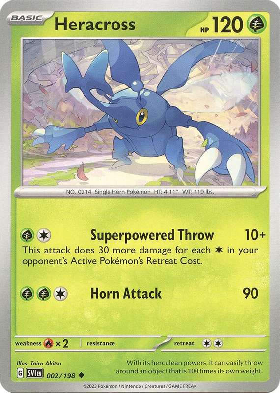 Pokemon Cards - Heracross 002/198 - Uncommon - Scarlet & Violet Base Set - NM