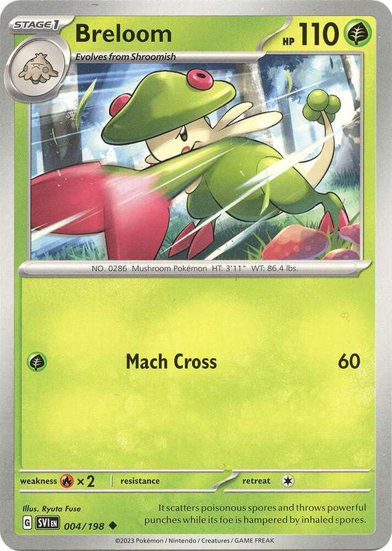 Pokemon Cards - Breloom 004/198 - Common - Scarlet & Violet Base Set - NM