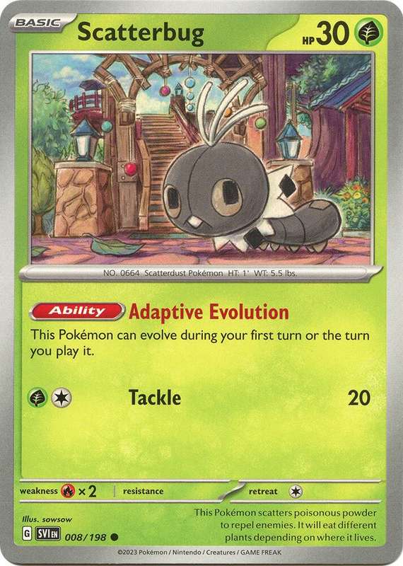 Pokemon Cards - Scatterbug 008/198 - Common - Scarlet & Violet Base Set - NM