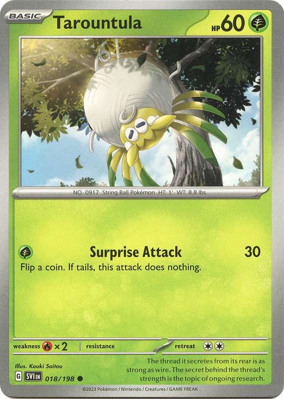 Pokemon Cards - Tarountula 018/198 - Common - Scarlet & Violet Base Set - NM