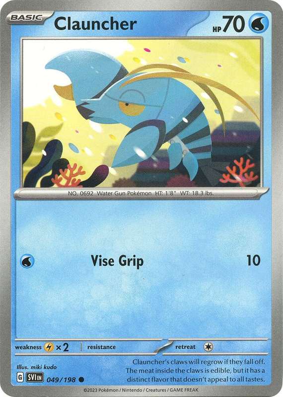 Pokemon Cards - Clauncher 049/198 - Common - Scarlet & Violet Base Set - NM