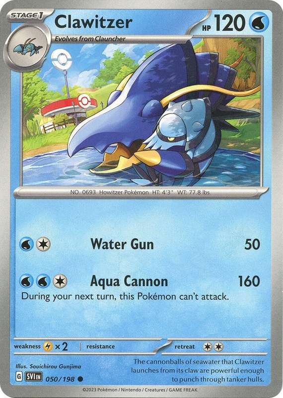 Pokemon Cards - Clawitzer 050/198 - Common - Scarlet & Violet Base Set - NM