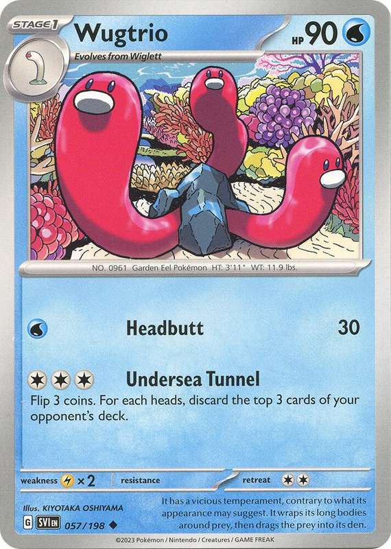 Pokemon Cards - Wugtrio 057/198 - Uncommon - Scarlet & Violet Base Set - NM