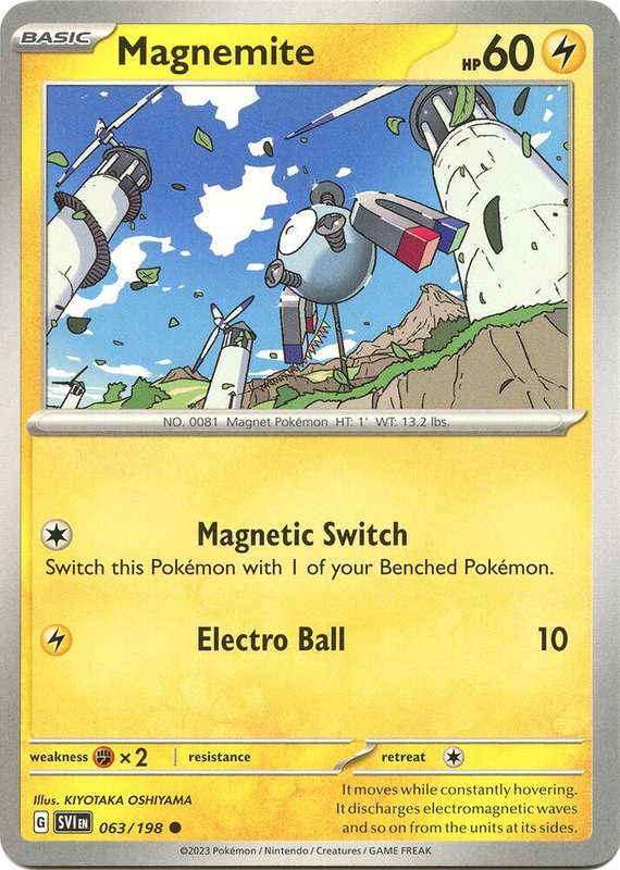 Pokemon Cards - Magnemite 063/198 - Common - Scarlet & Violet Base Set - NM