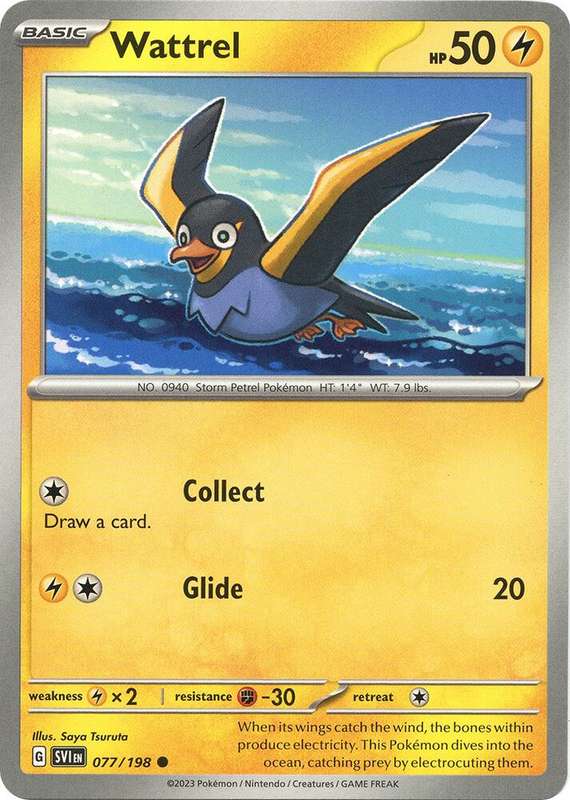 Pokemon Cards - Wattrel 077/198 - Common - Scarlet & Violet Base Set - NM