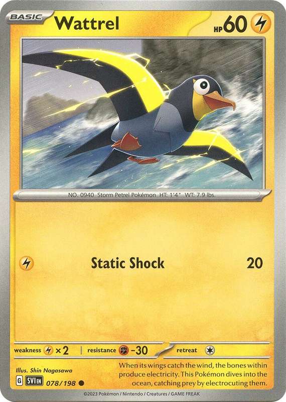 Pokemon Cards - Wattrel 078/198 - Common - Scarlet & Violet Base Set - NM