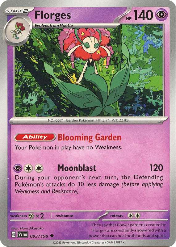 Pokemon Cards - Florges 093/198 - Uncommon - Scarlet & Violet Base Set - NM