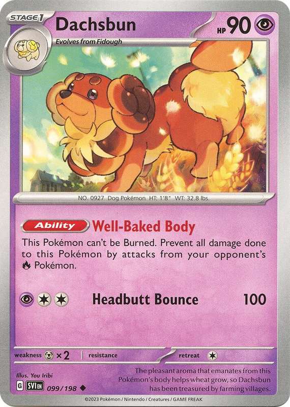 Pokemon Cards - Dachsbun 099/198 - Common - Scarlet & Violet Base Set - NM