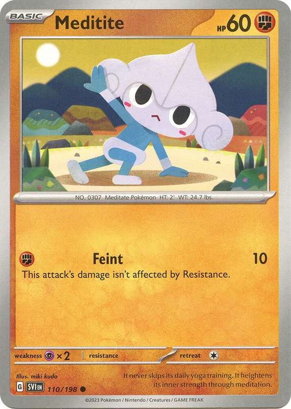 Pokemon Cards - Meditite 110/198 - Common - Scarlet & Violet Base Set - NM