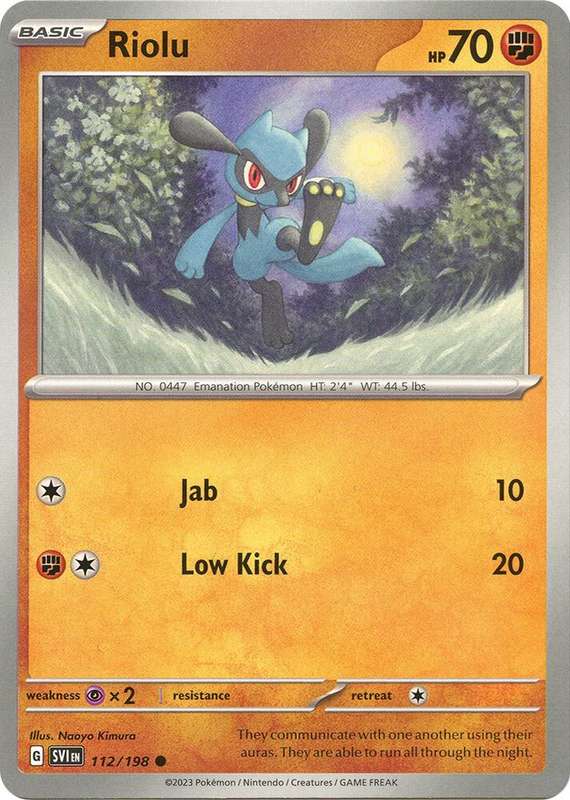 Pokemon Cards - Riolu 112/198 - Common - Scarlet & Violet Base Set - NM