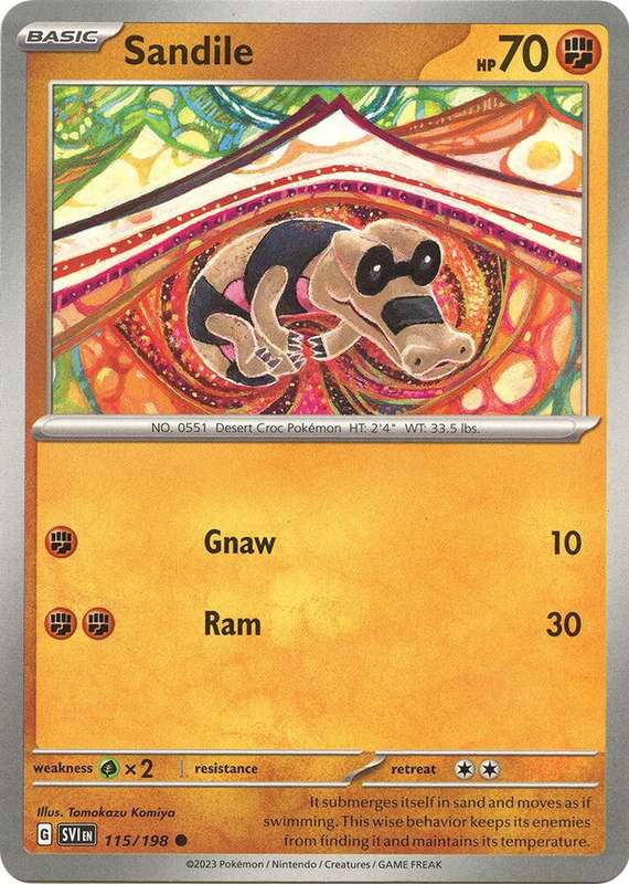 Pokemon Cards - Sandile 115/198 - Common - Scarlet & Violet Base Set - NM