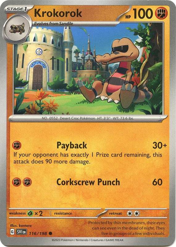 Pokemon Cards - Krokorok 116/198 - Common - Scarlet & Violet Base Set - NM