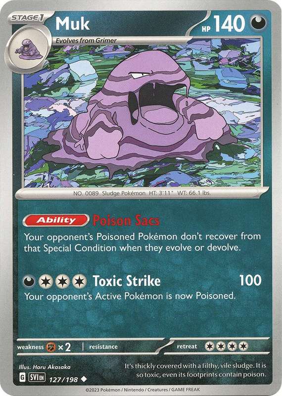 Pokemon Cards - Muk 127/198 - Uncommon - Scarlet & Violet Base Set - NM