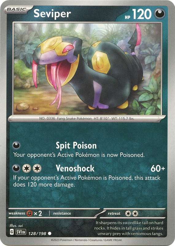 Pokemon Cards - Seviper 126/198 - Common - Scarlet & Violet Base Set - NM