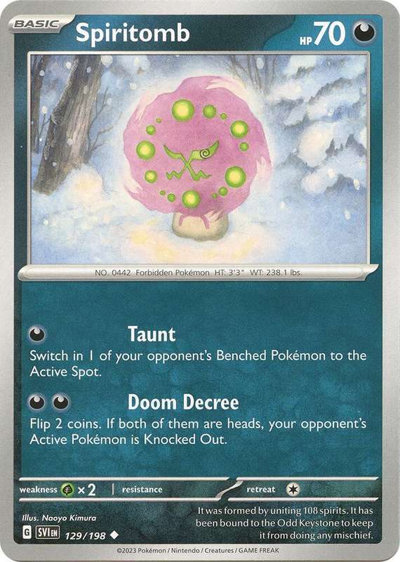 Pokemon Cards - Spiritomb 129/198 - Uncommon - Scarlet & Violet Base Set - NM