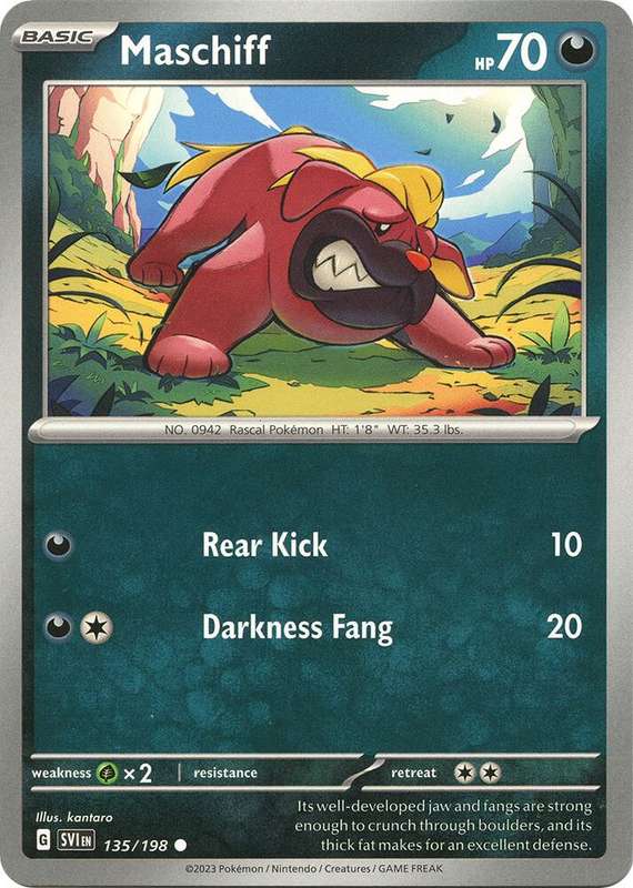 Pokemon Cards - Maschiff 135/198 - Common - Scarlet & Violet Base Set - NM