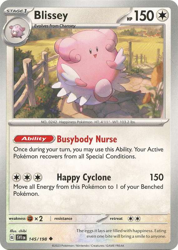 Pokemon Cards - Blissey 145/198 - Uncommon - Scarlet & Violet Base Set - NM